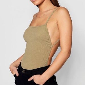 Boohoo Khaki Backless Bodysuit